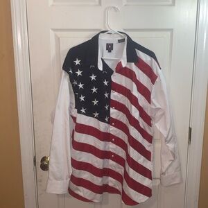 Panhandle slim XL Patriotic Flag Wetern Button Up Longsleeve Collared Shirt